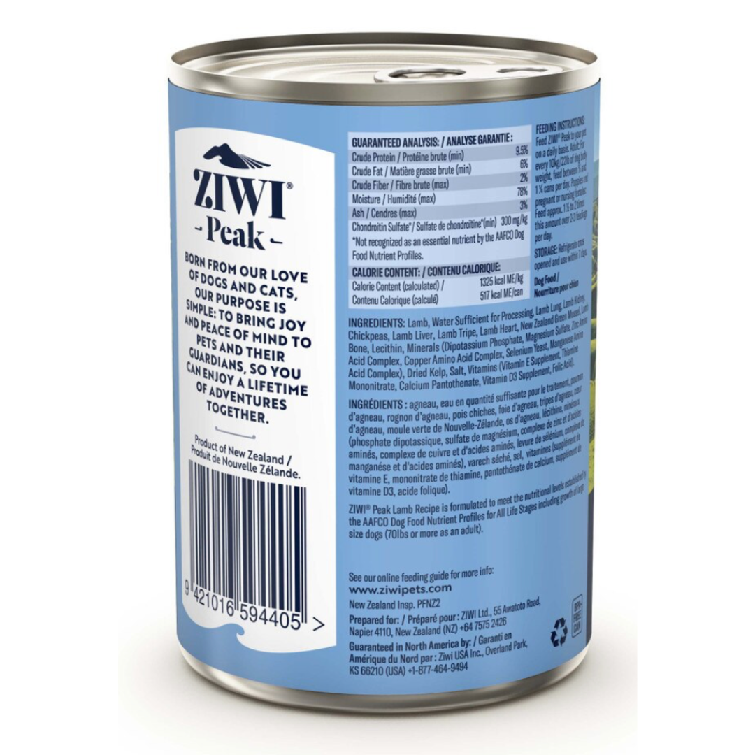 ZIWI Peak Wet Dog Food Lamb