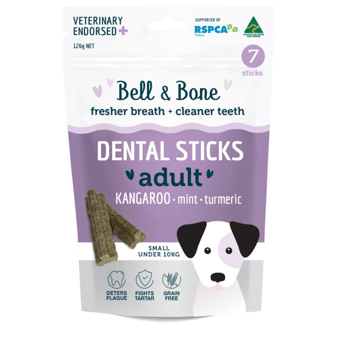 Bell & Bone Adult Dental Sticks - Kangaroo and Turmeric