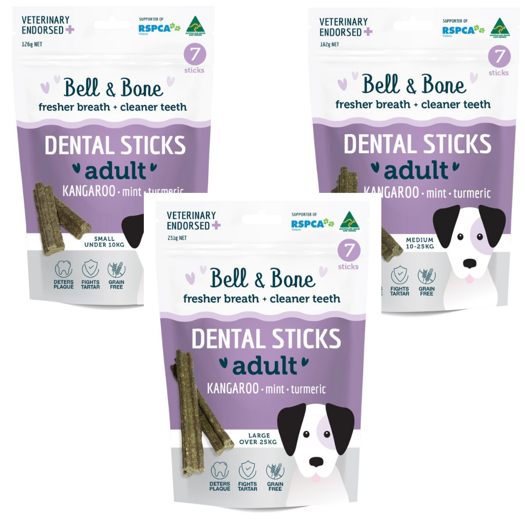 Bell & Bone Adult Dental Sticks - Kangaroo and Turmeric