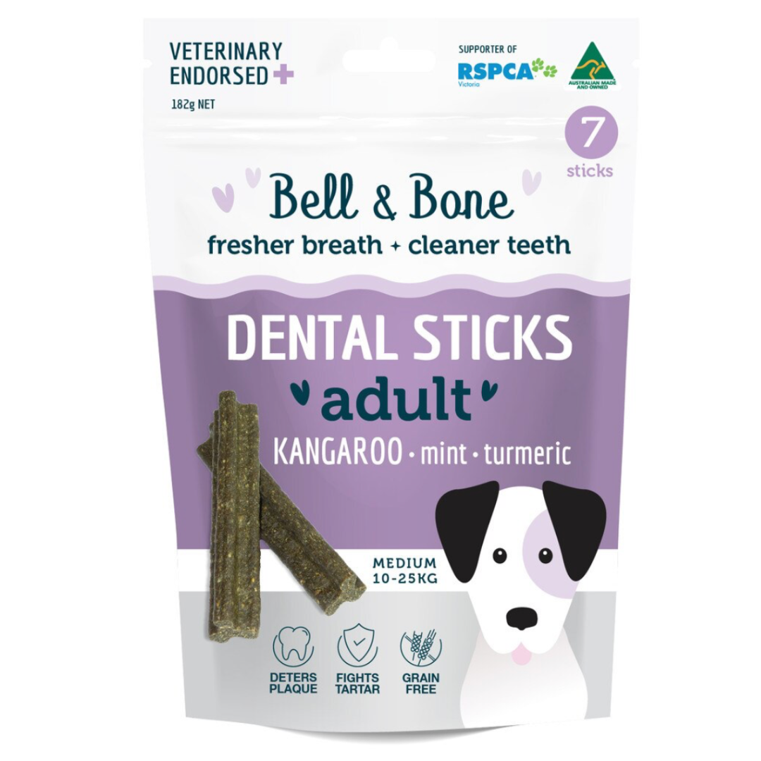 Bell & Bone Adult Dental Sticks - Kangaroo and Turmeric