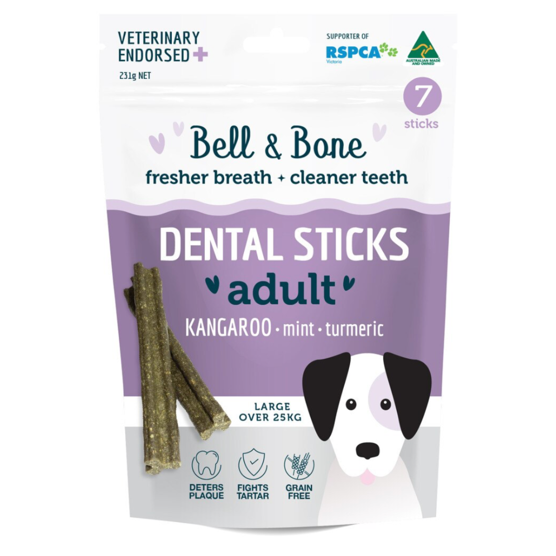 Bell & Bone Adult Dental Sticks - Kangaroo and Turmeric
