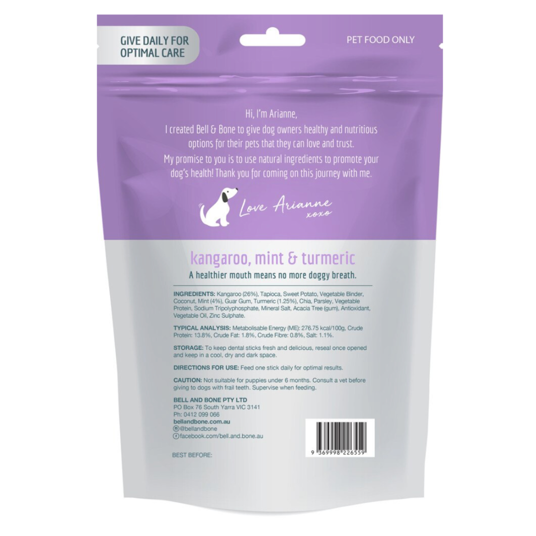 Bell & Bone Adult Dental Sticks - Kangaroo and Turmeric