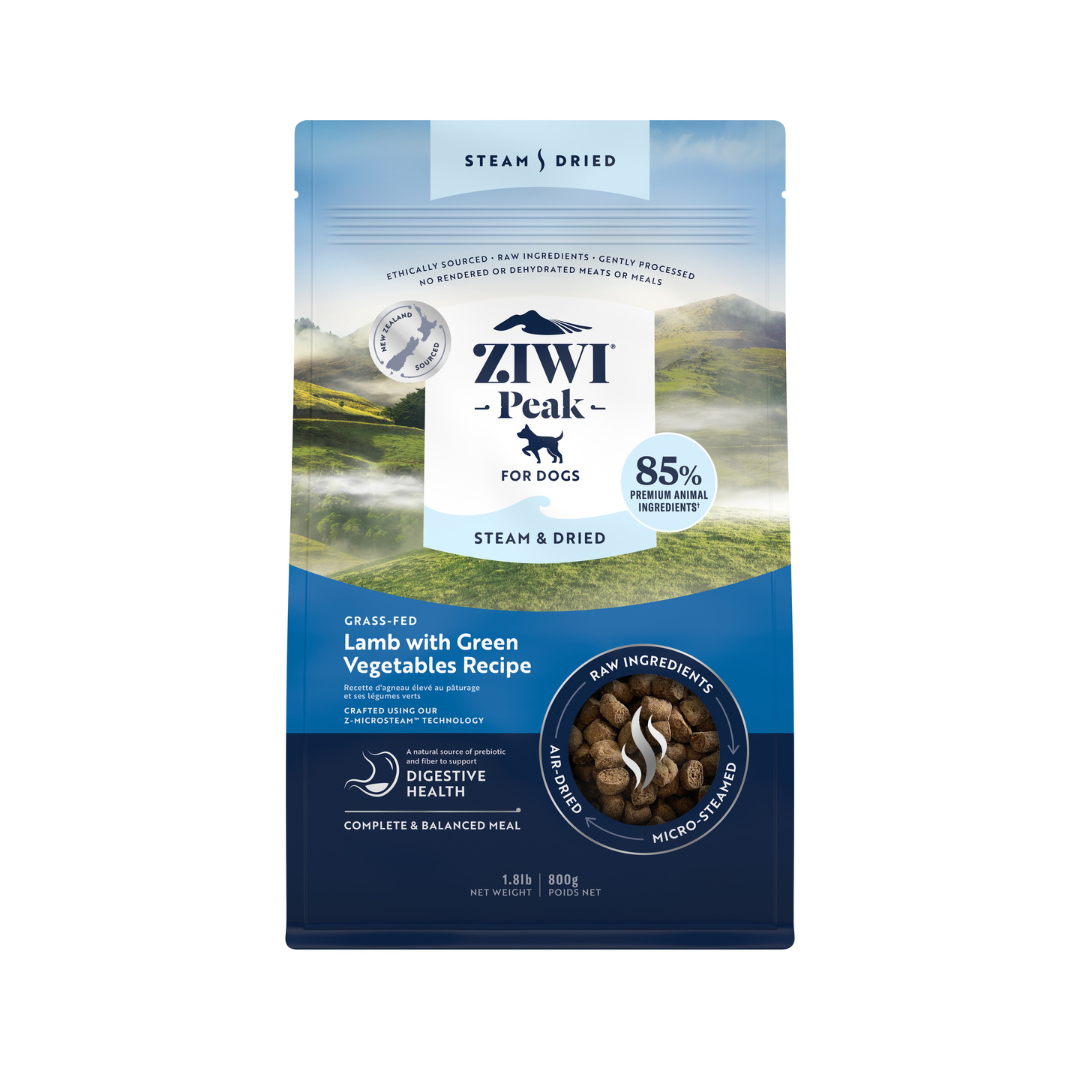 ZIWI Peak®  Steam & Dried Lamb with Green Vegetables recipe for dogs