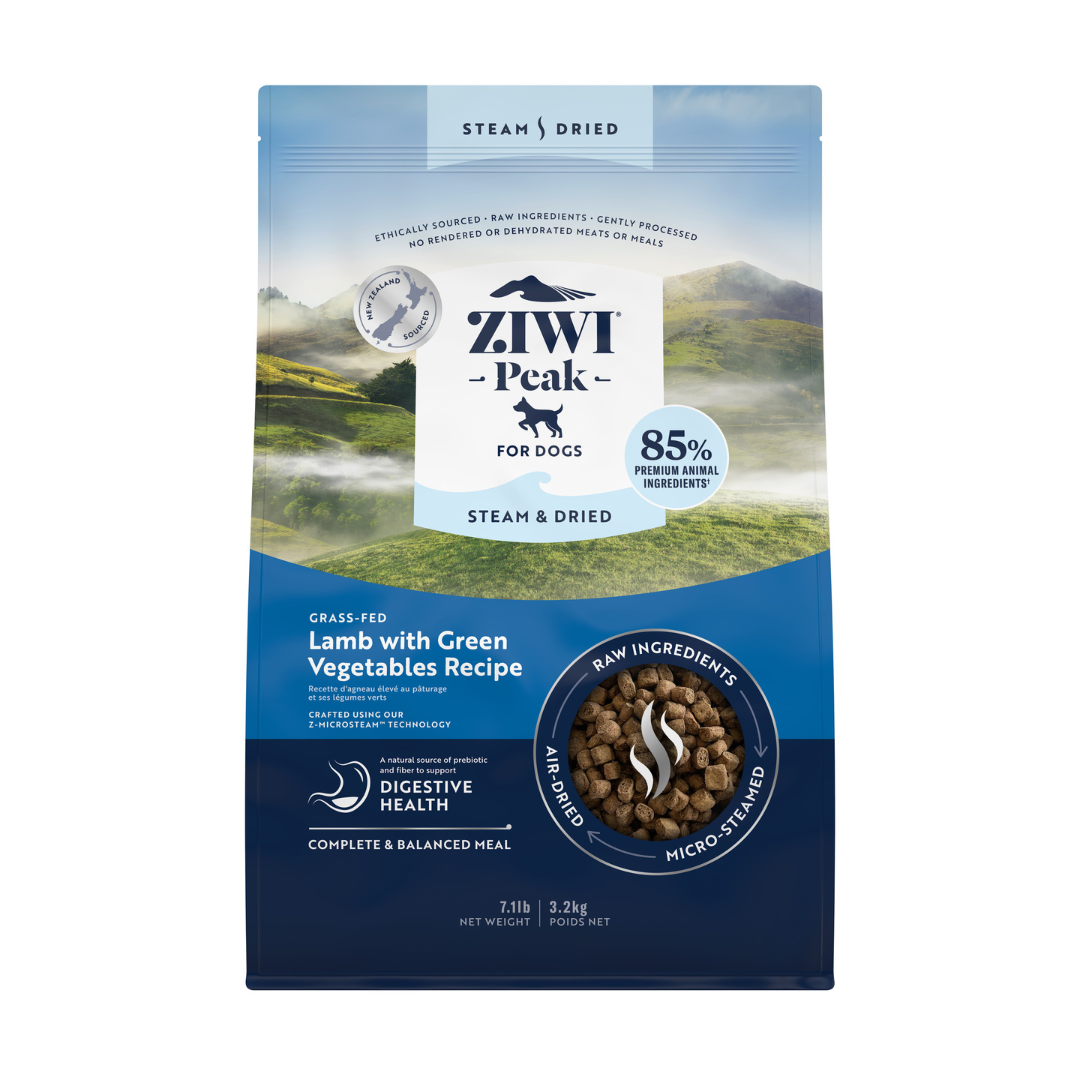 ZIWI Peak®  Steam & Dried Lamb with Green Vegetables recipe for dogs
