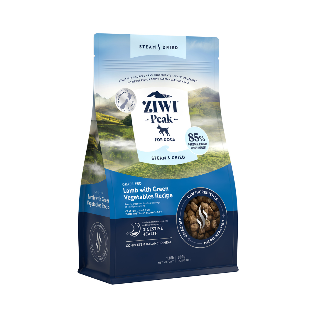 ZIWI Peak®  Steam & Dried Lamb with Green Vegetables recipe for dogs
