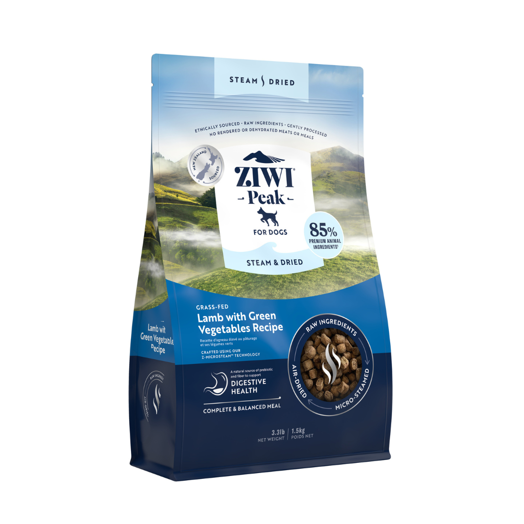 ZIWI Peak®  Steam & Dried Lamb with Green Vegetables recipe for dogs