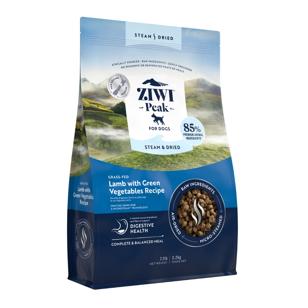 ZIWI Peak®  Steam & Dried Lamb with Green Vegetables recipe for dogs