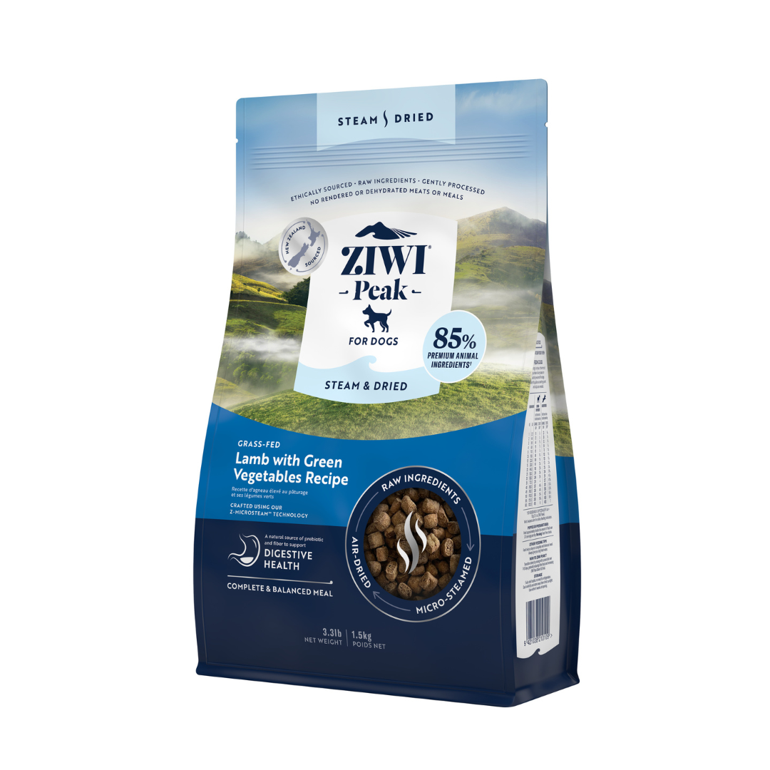 ZIWI Peak®  Steam & Dried Lamb with Green Vegetables recipe for dogs