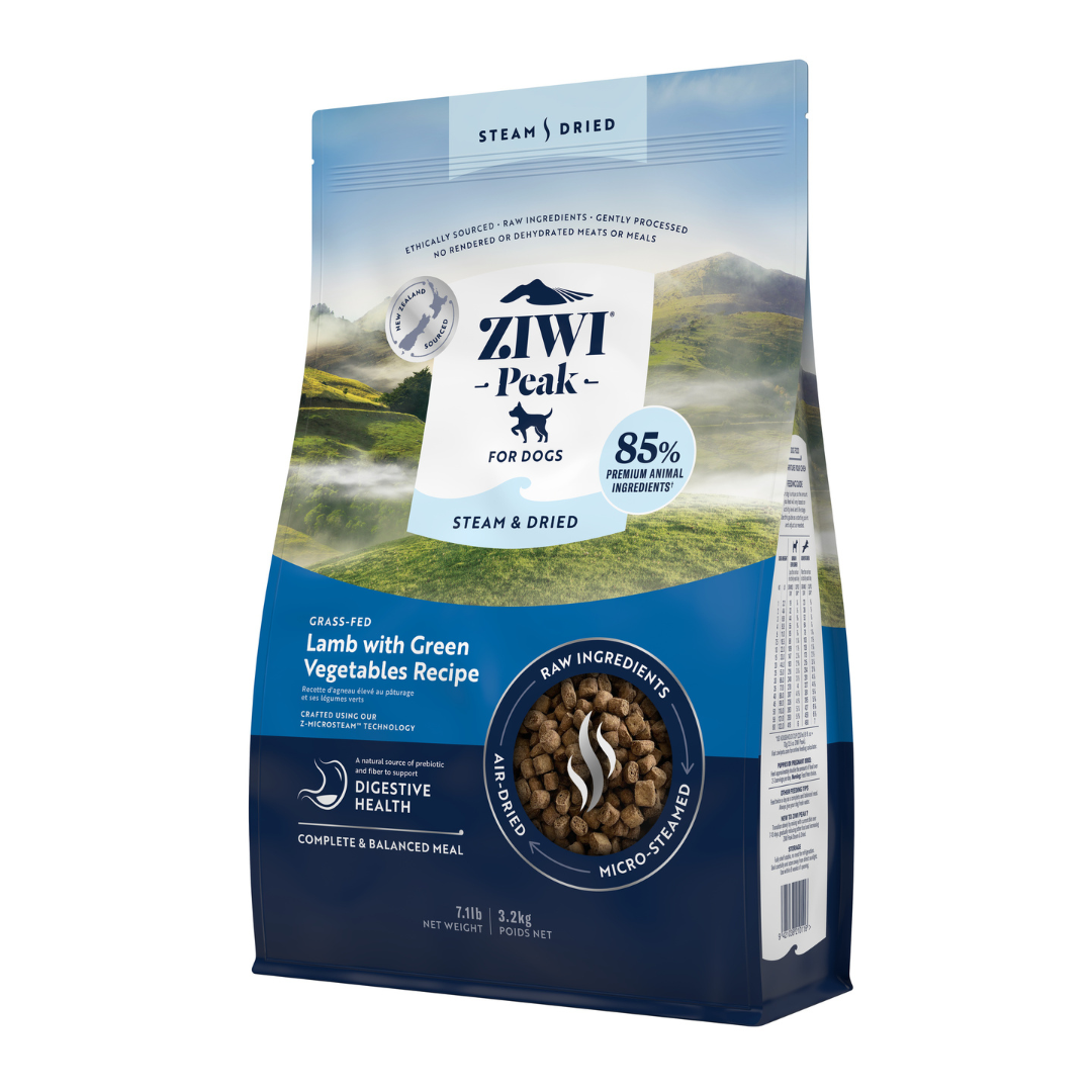 ZIWI Peak®  Steam & Dried Lamb with Green Vegetables recipe for dogs