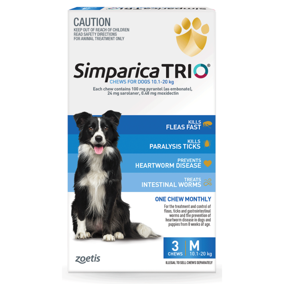 Simparica Trio 10.1-20kg Medium Dogs