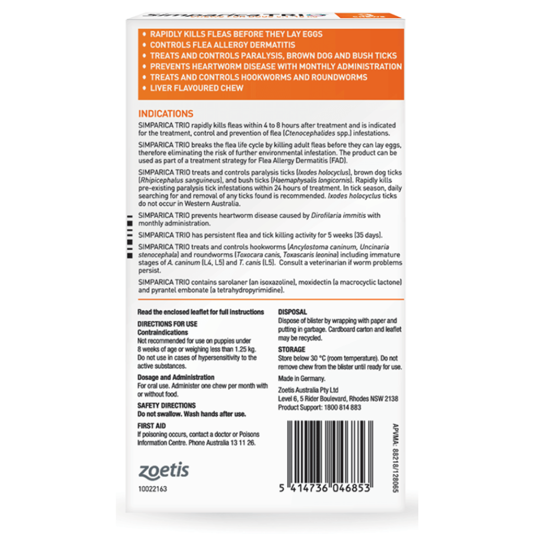 Simparica Trio 5.1-10kg Small Dogs