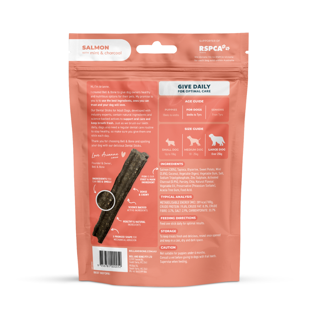 Bell & Bone Adult Dental Sticks - Salmon, Mint and Charcoal
