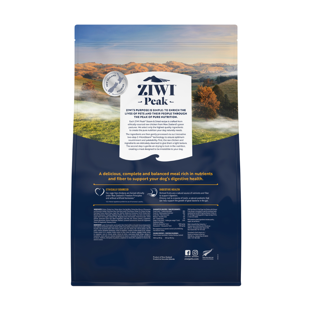 ZIWI Peak®  Steam & Dried Chicken with Orchard Fruits recipe for dogs
