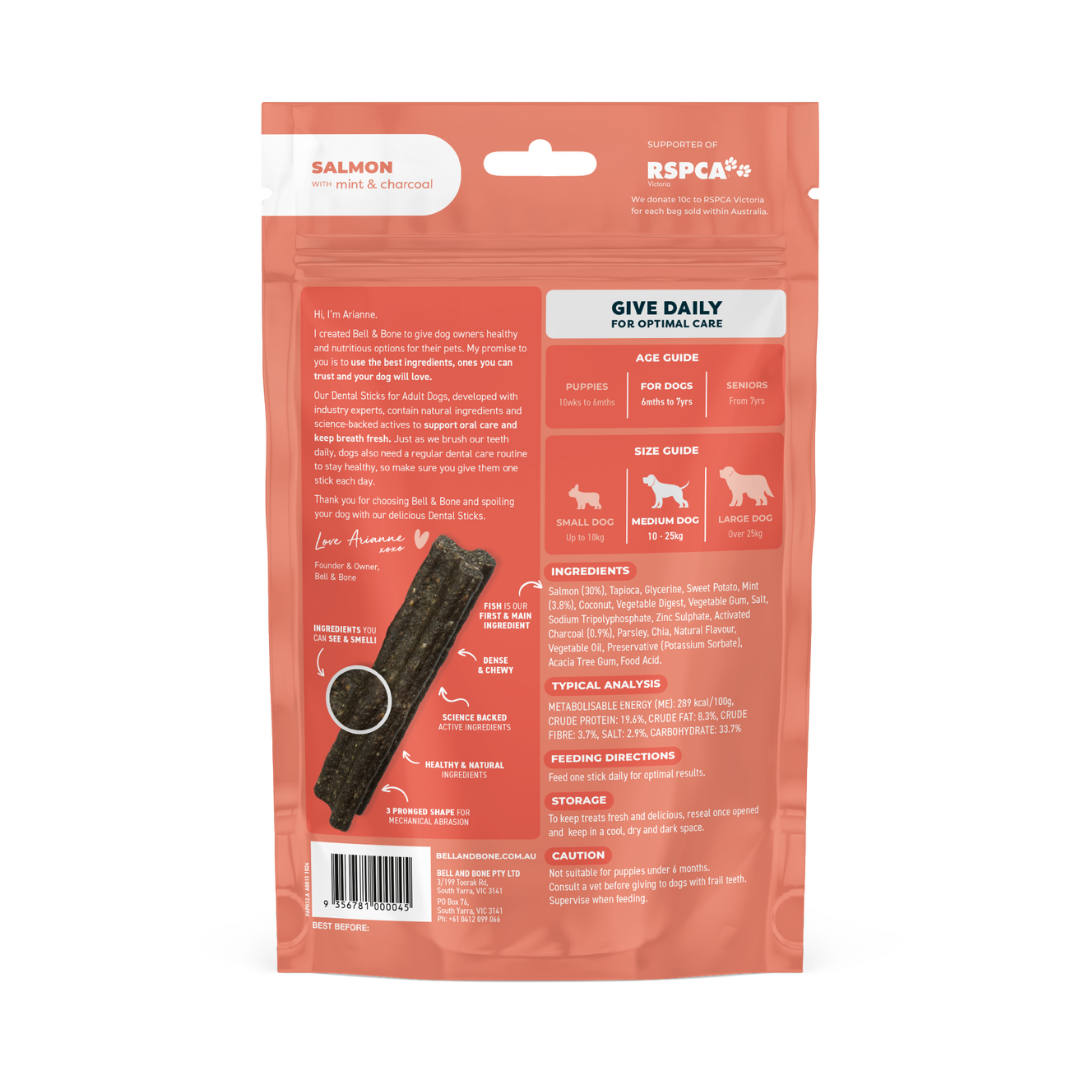 Bell & Bone Adult Dental Sticks - Salmon, Mint and Charcoal
