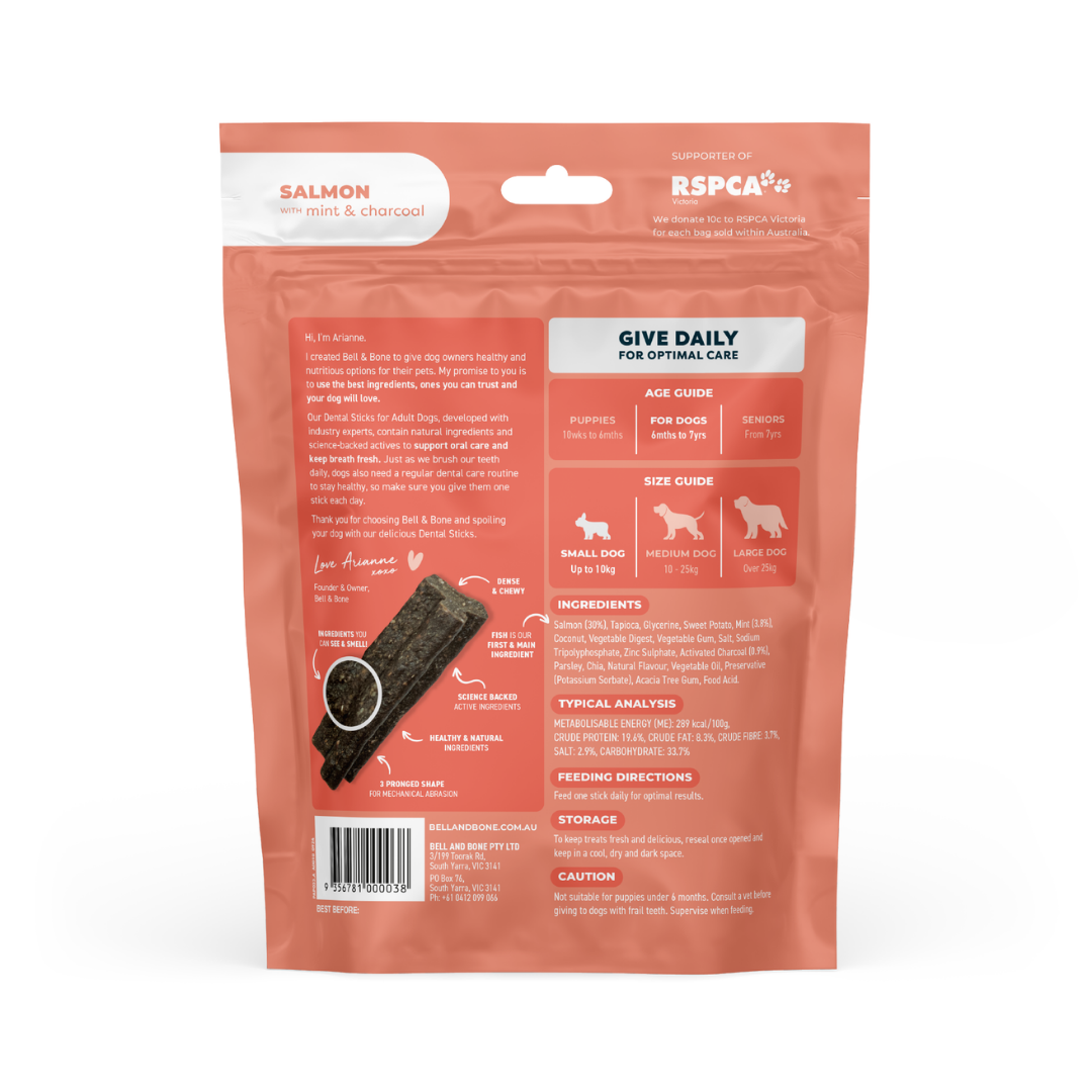 Bell & Bone Adult Dental Sticks - Salmon, Mint and Charcoal