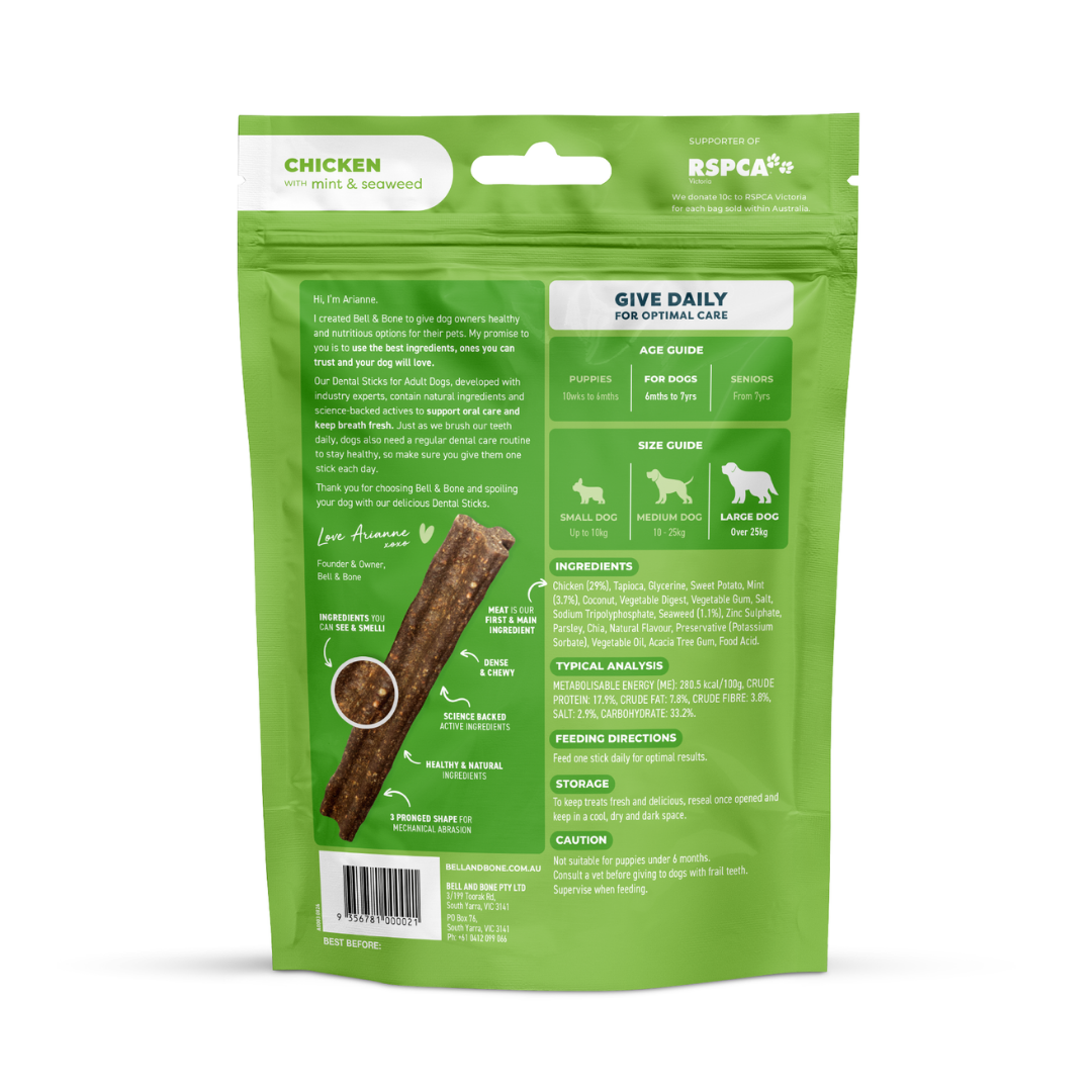 Bell & Bone Adult Dental Sticks - Chicken, Mint and Seaweed