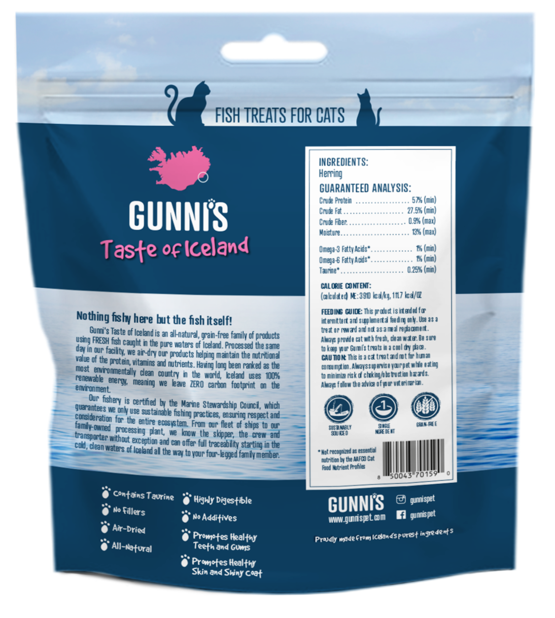 GUNNI'S Whole Herring Cat Treats 42.5g