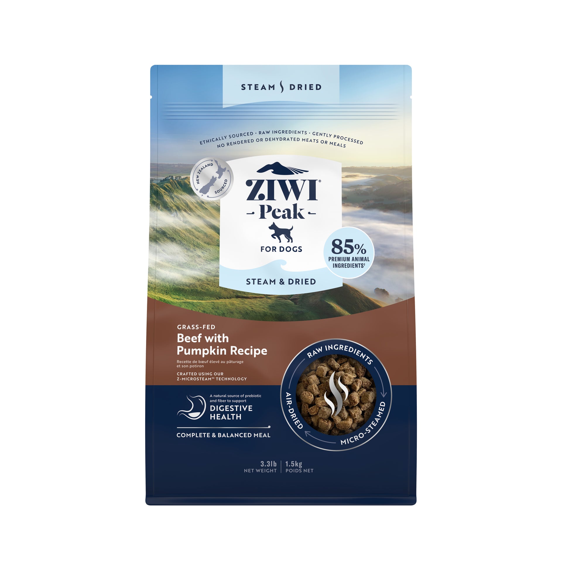 ZIWI Peak® Steam & Dried Grass-fed Beef with Pumpkin Recipe for dogs