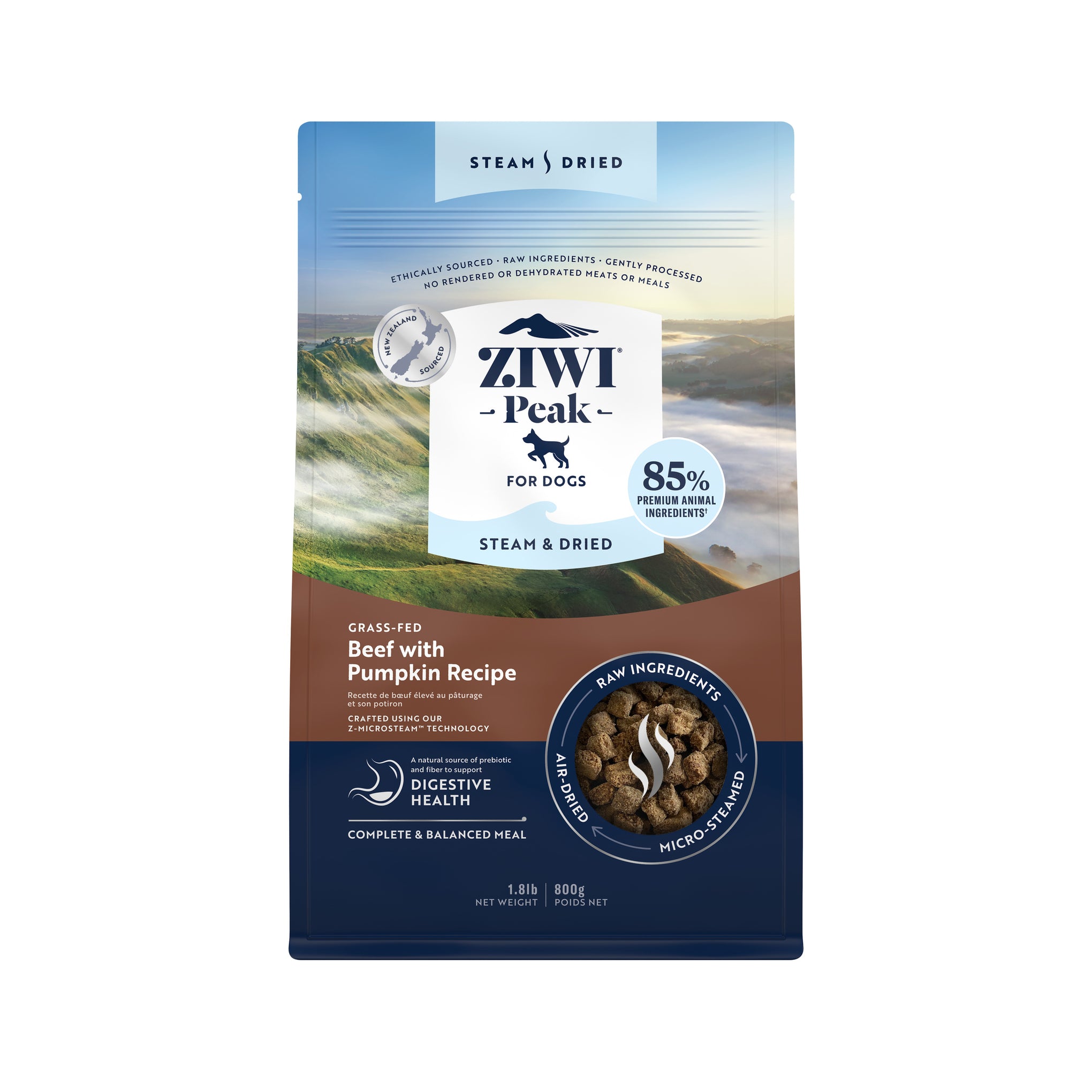 ZIWI Peak® Steam & Dried Grass-fed Beef with Pumpkin Recipe for dogs