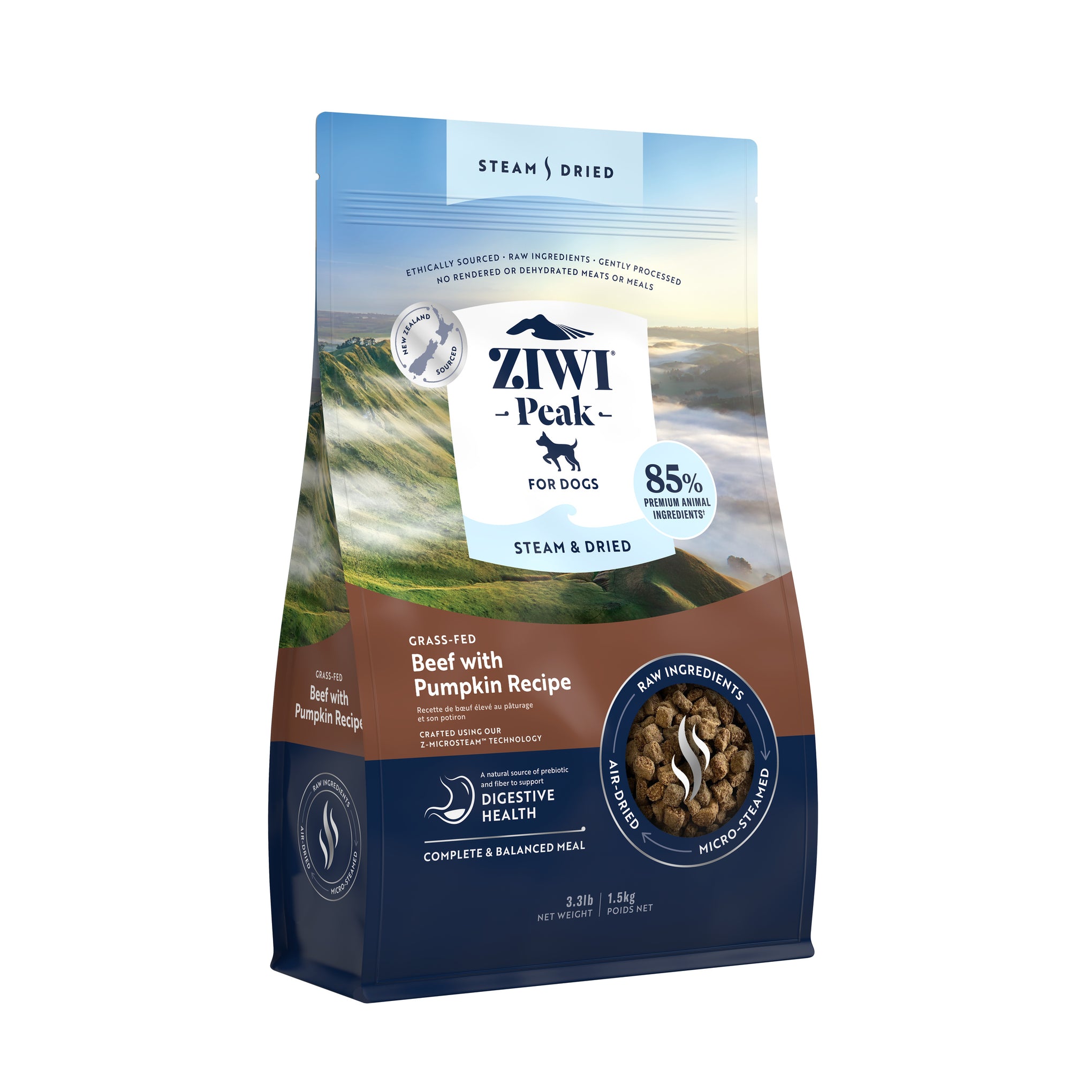 ZIWI Peak® Steam & Dried Grass-fed Beef with Pumpkin Recipe for dogs