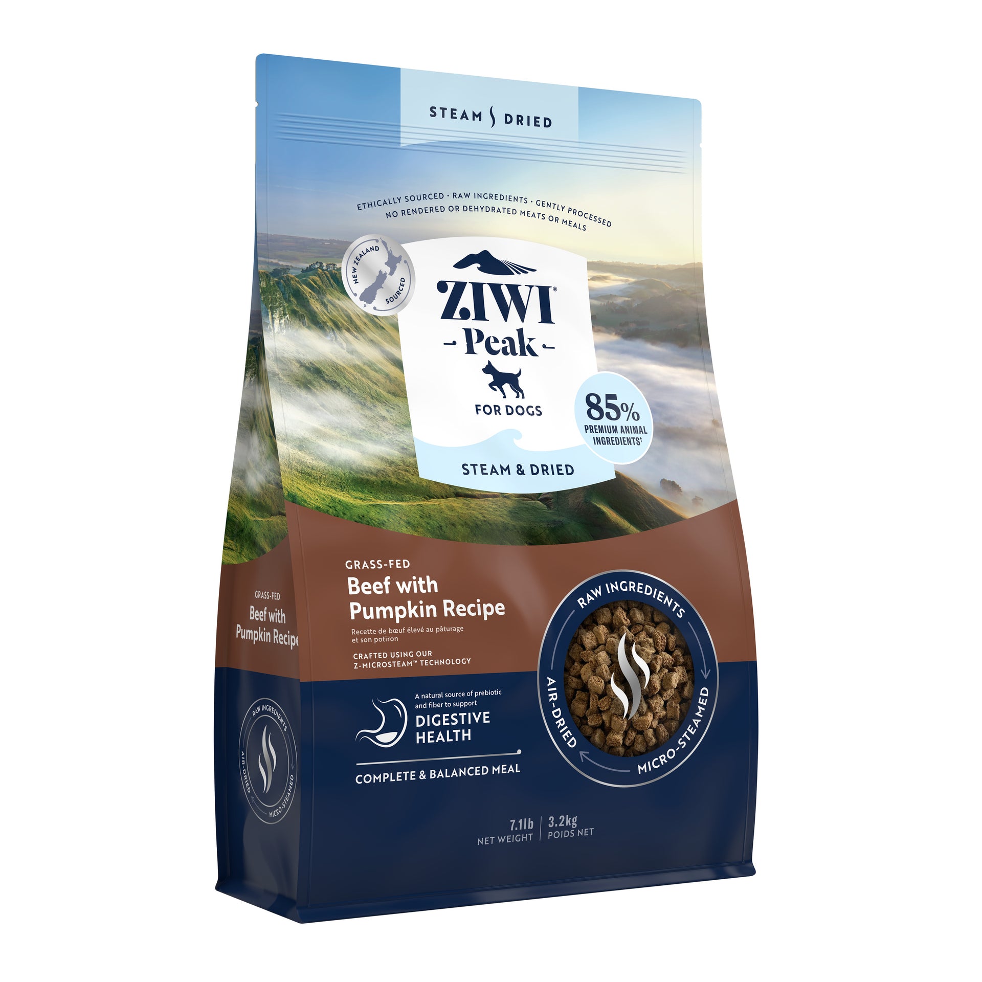 ZIWI Peak® Steam & Dried Grass-fed Beef with Pumpkin Recipe for dogs