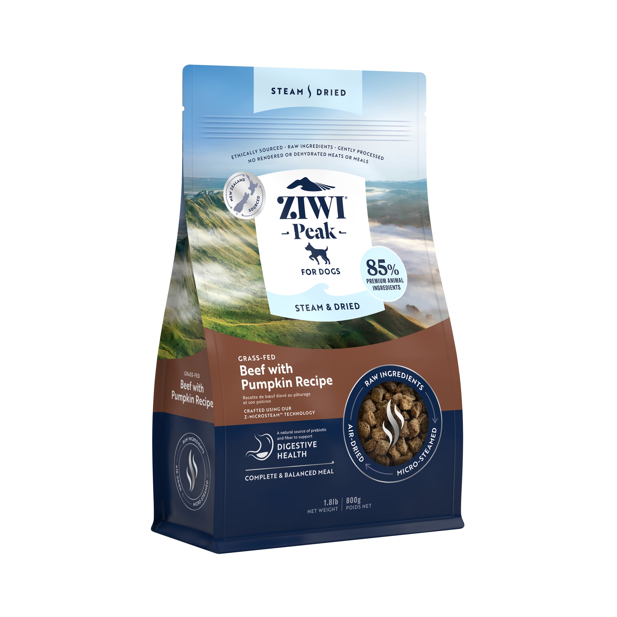 ZIWI Peak® Steam & Dried Grass-fed Beef with Pumpkin Recipe for dogs