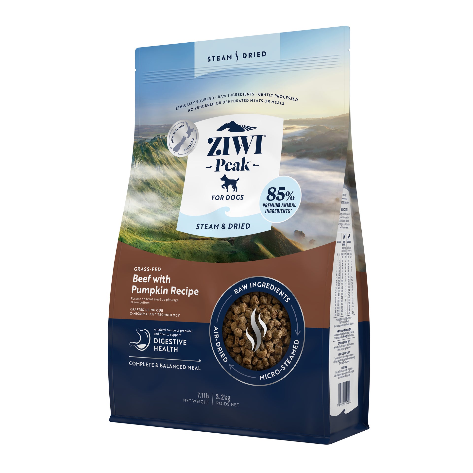 ZIWI Peak® Steam & Dried Grass-fed Beef with Pumpkin Recipe for dogs