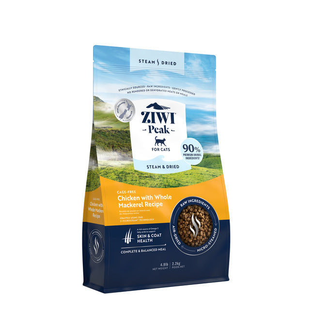 ZIWI Peak Steam & Dried Cage-free Chicken with Whole Mackerel Cat Food – 2.2kg