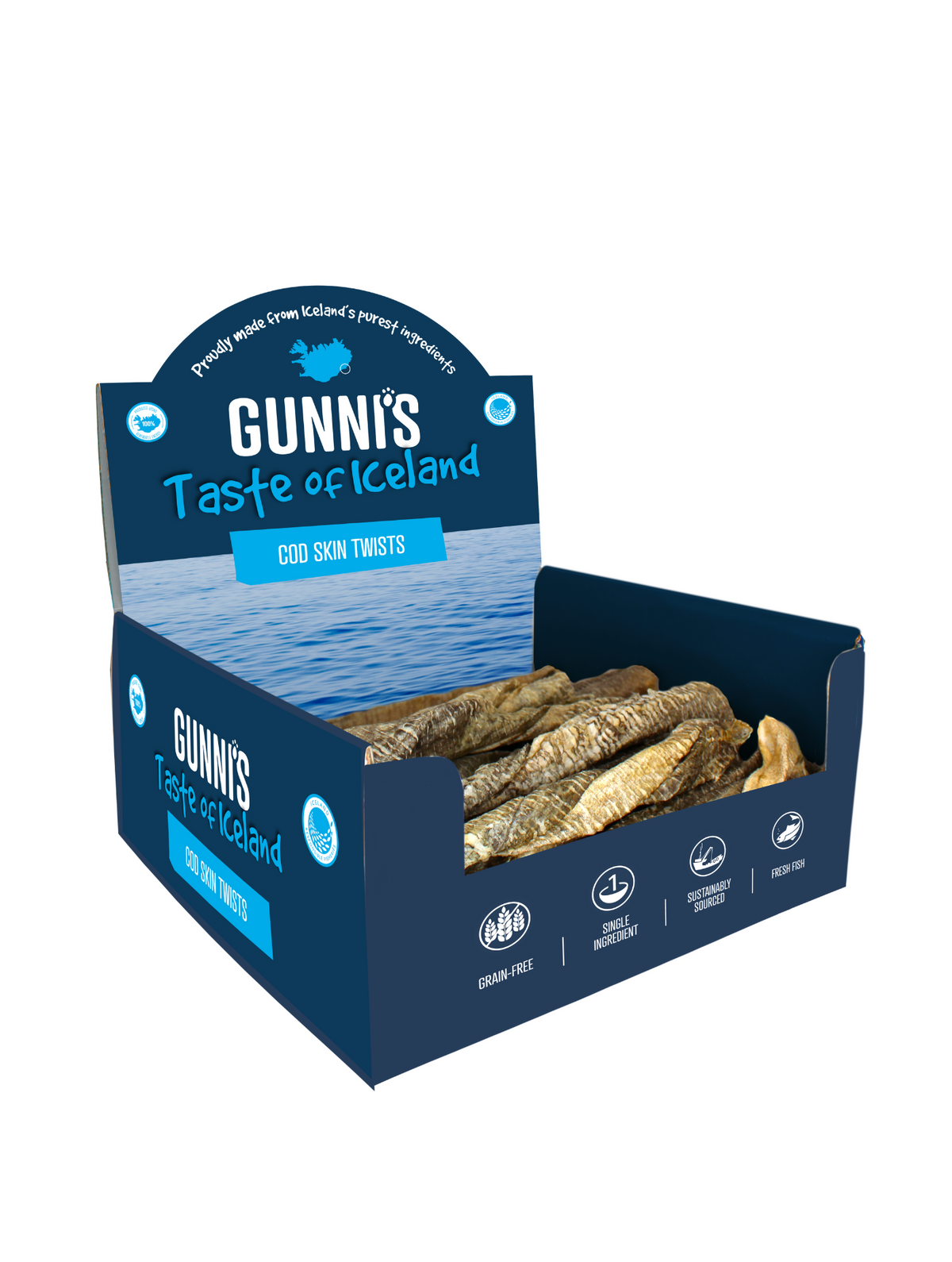 Gunni’s Cod Skin Twists 8 inch Dog Treats – 50 Pieces