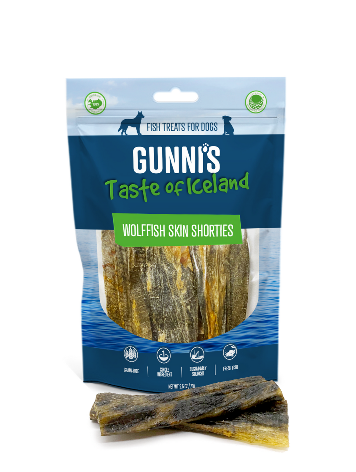Gunni’s Wolffish Skin Shorties Dog Treats – 71g