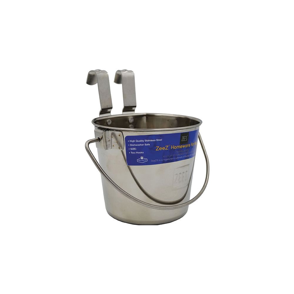 ZEEZ stainless steel bucket 946ml – Flat-sided, two hooks