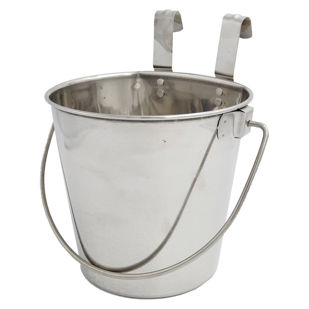 ZEEZ stainless steel bucket 1.9L – Flat-sided, two hooks
