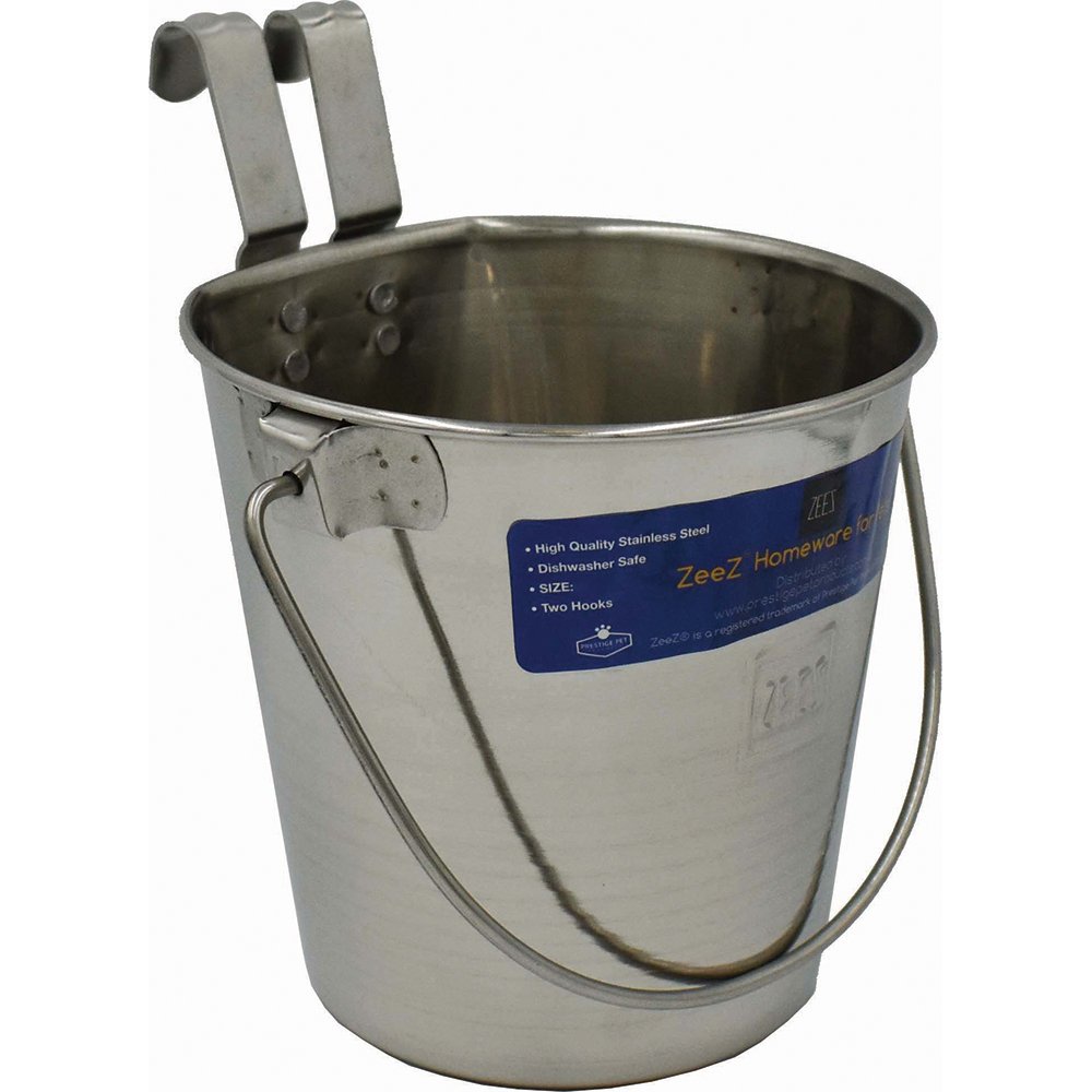 ZEEZ stainless steel bucket 2.68L – Flat-sided, two hooks