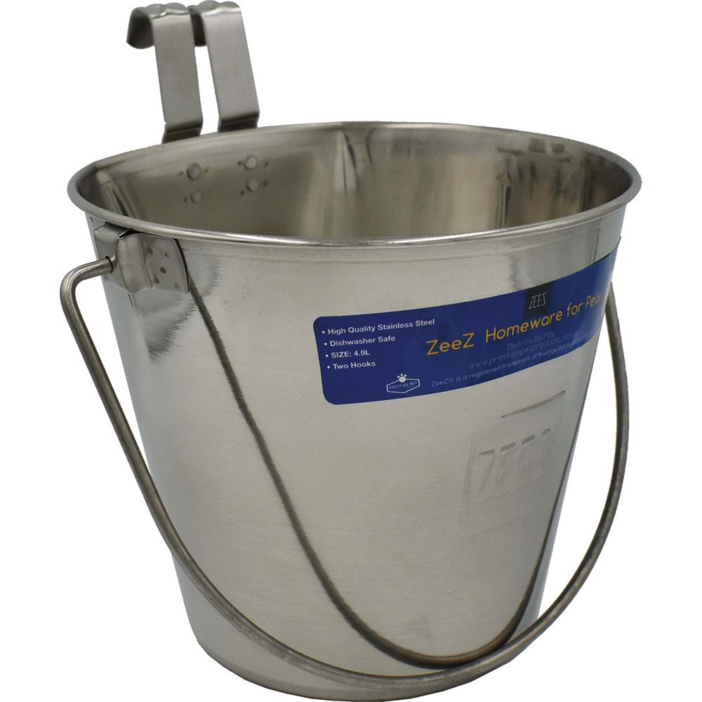 ZEEZ stainless steel bucket 3.7L – Flat-sided, two hooks