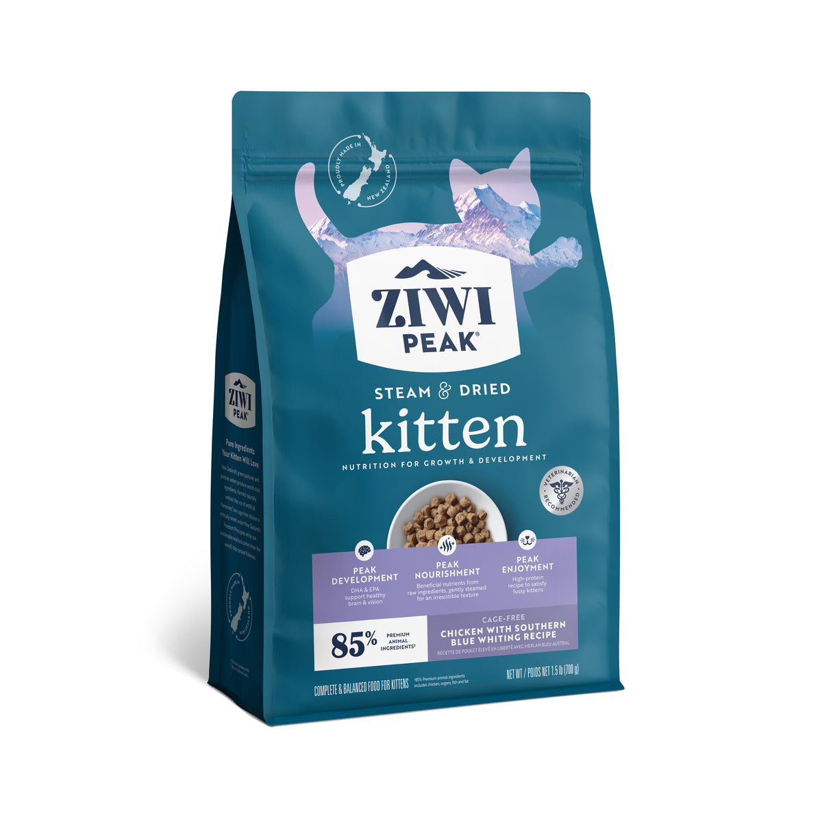 ZIWI Peak Steam & Dried Chicken with Southern Blue Whiting Kitten Food 700g – 700g bag